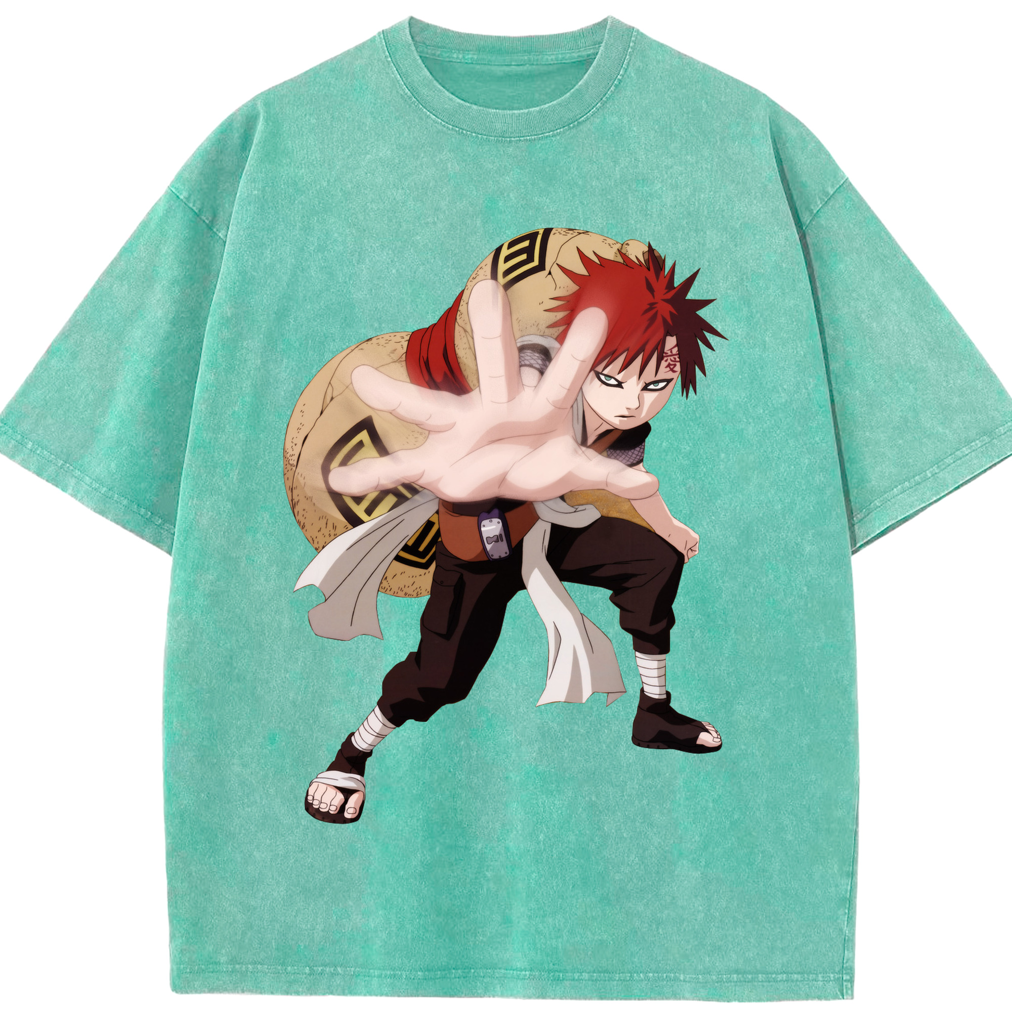 （画像用） NARUTO -ナルト- ガアラ Gaara 綿100% ヴィンテージ風 半袖Tシャツ（フロントプリント）